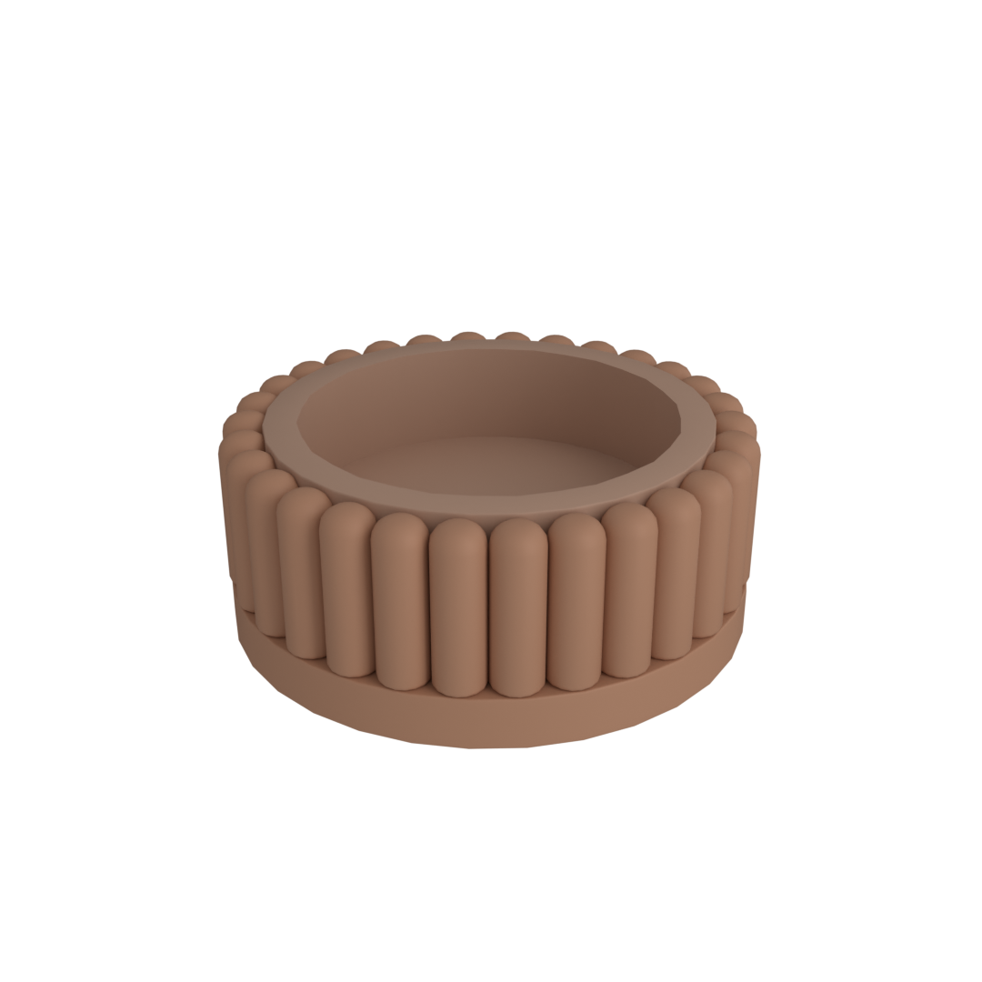 Organizer Set trinket dish: a small round ribbed tan dish